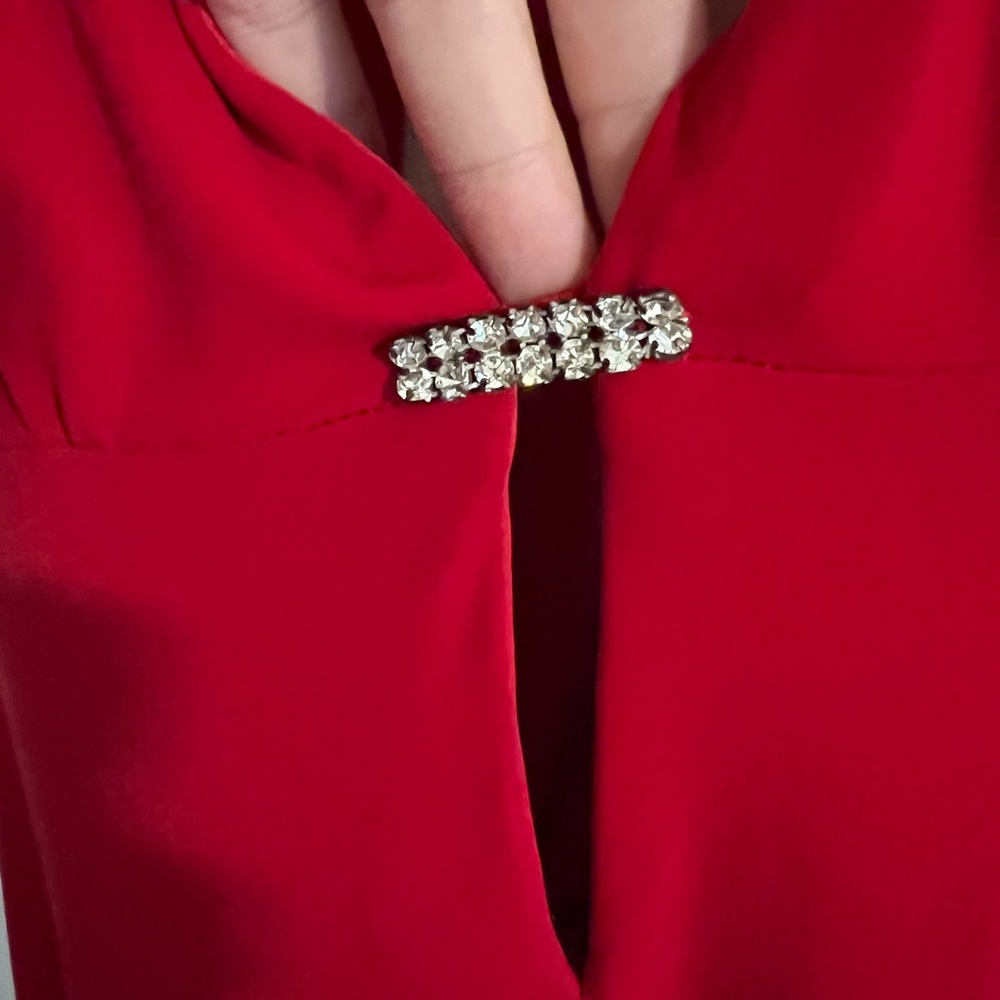 Betsy & Adam floor length red gown formal prom - Picture 2 of 5